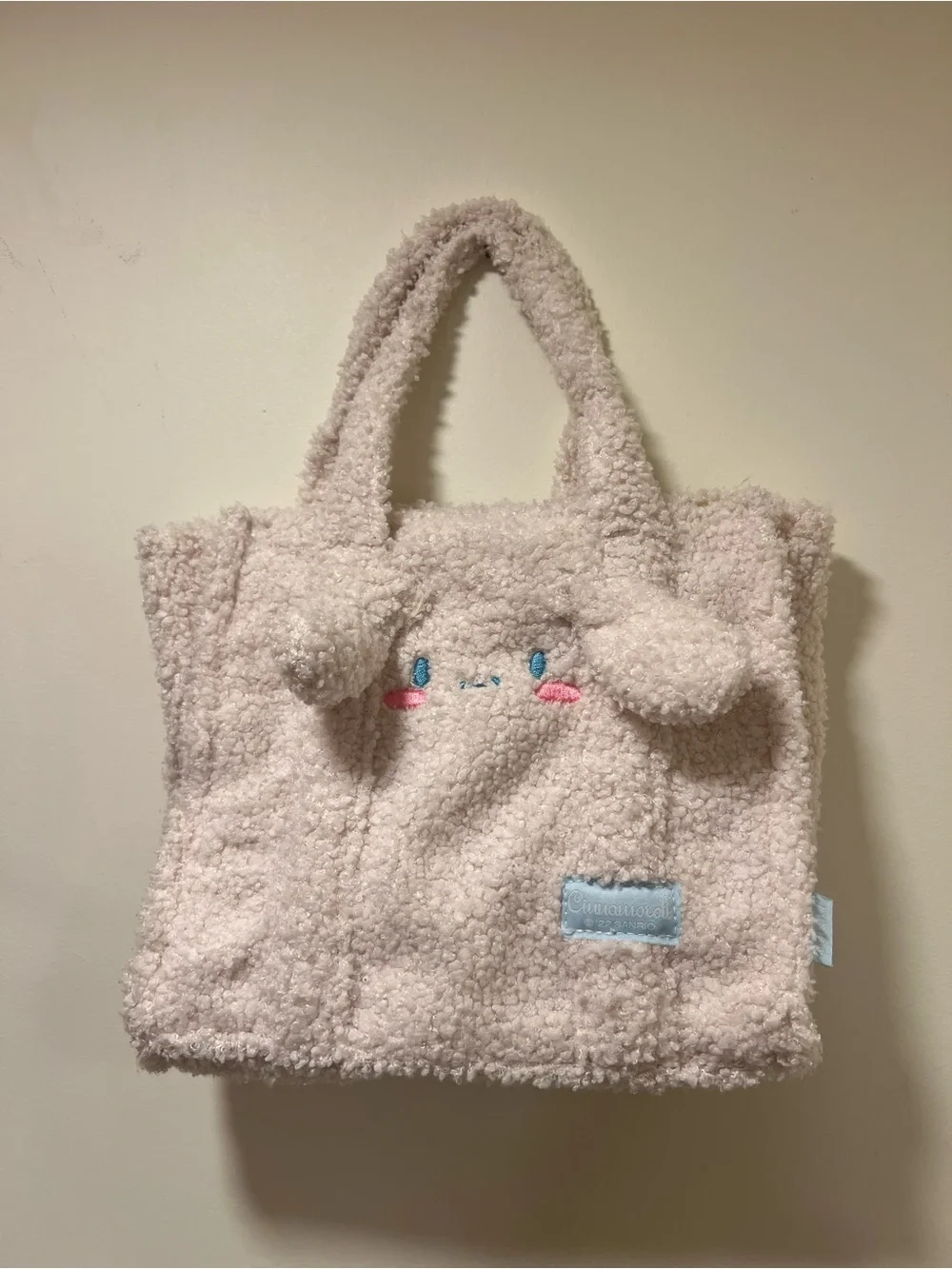 Sanrio Cinnamoroll Plush Cream Tote with Blue Accent